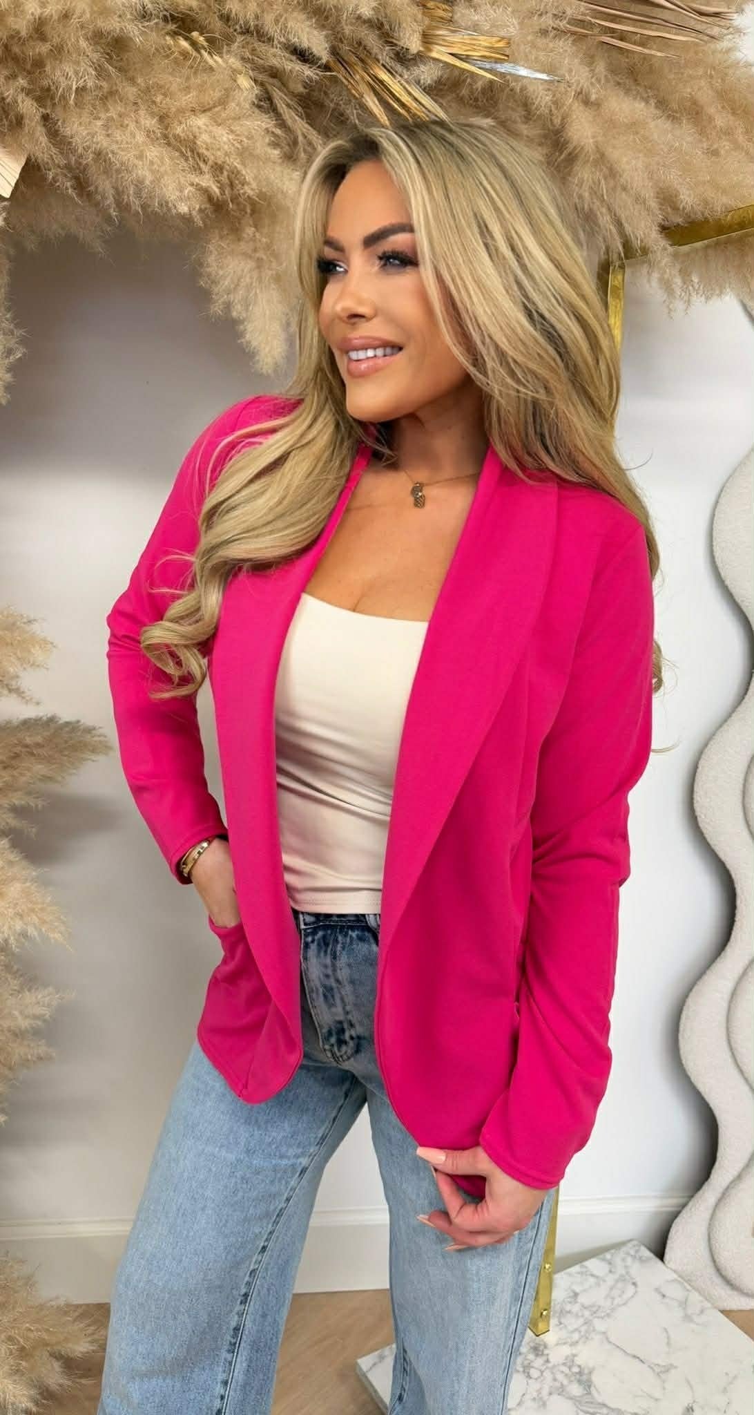 GILET BASIQUE M. LONGUES MANCHES FUCHSIA