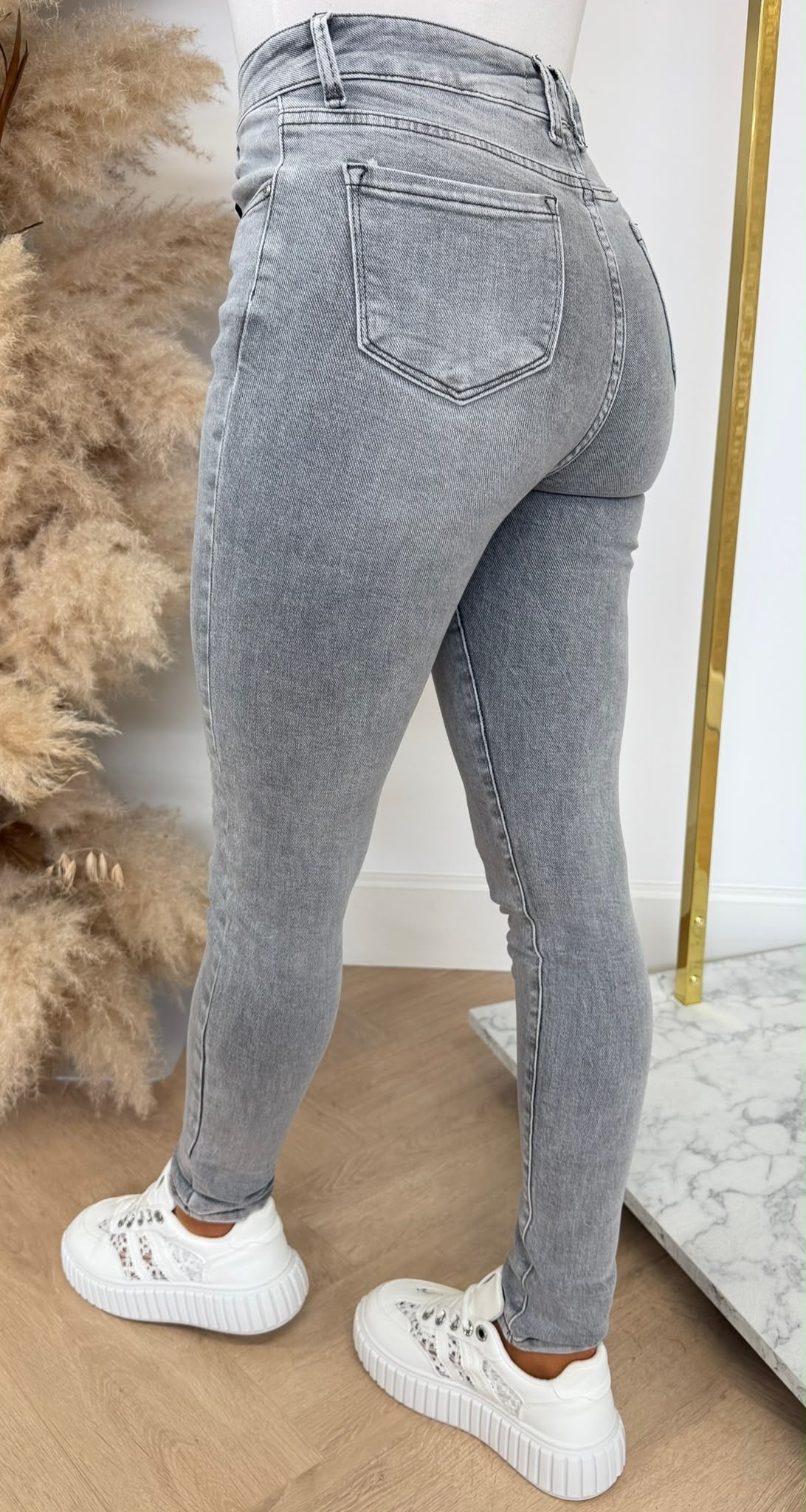 SARAH MID WAIST SLIM JEANS 7001-5 GREY