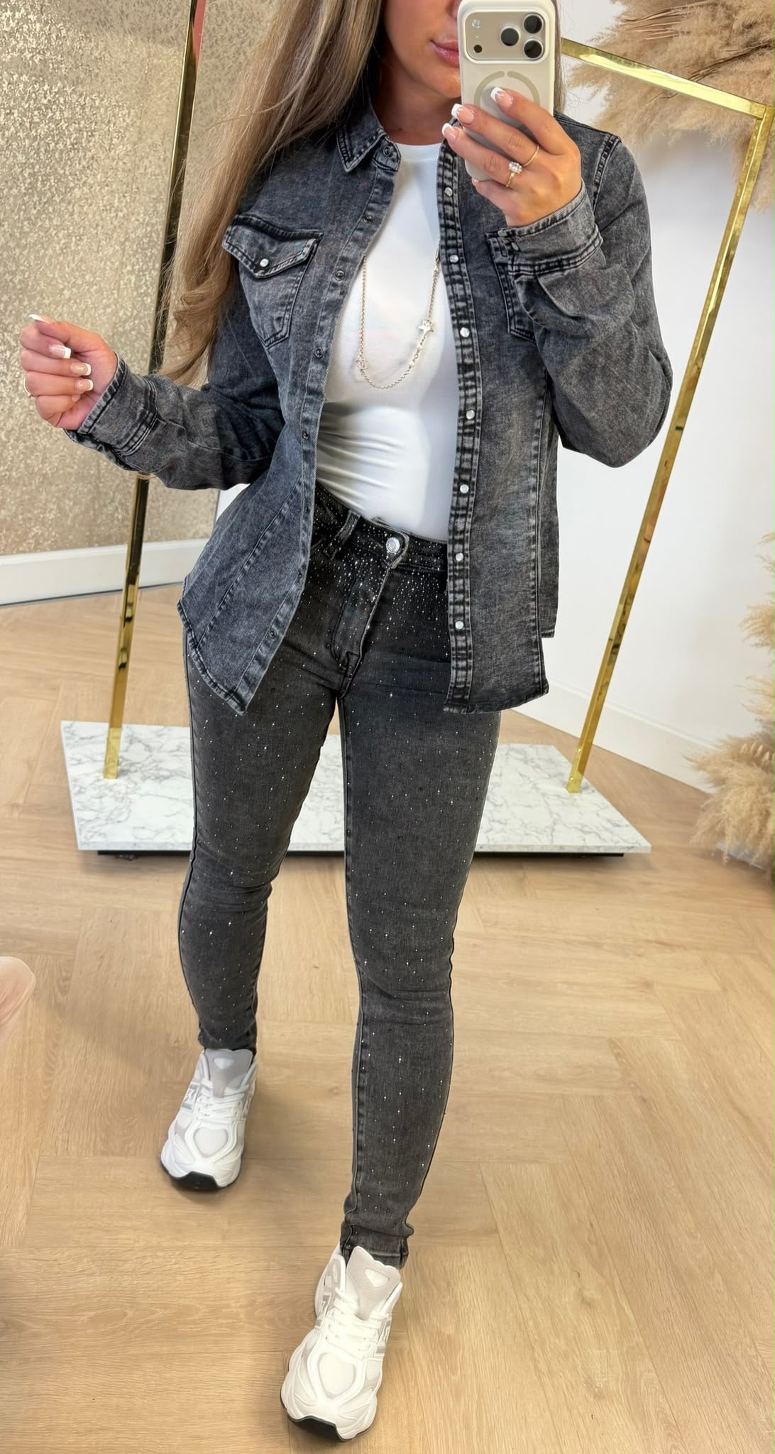 DENIM COATING BLOUSE 689 GREY
