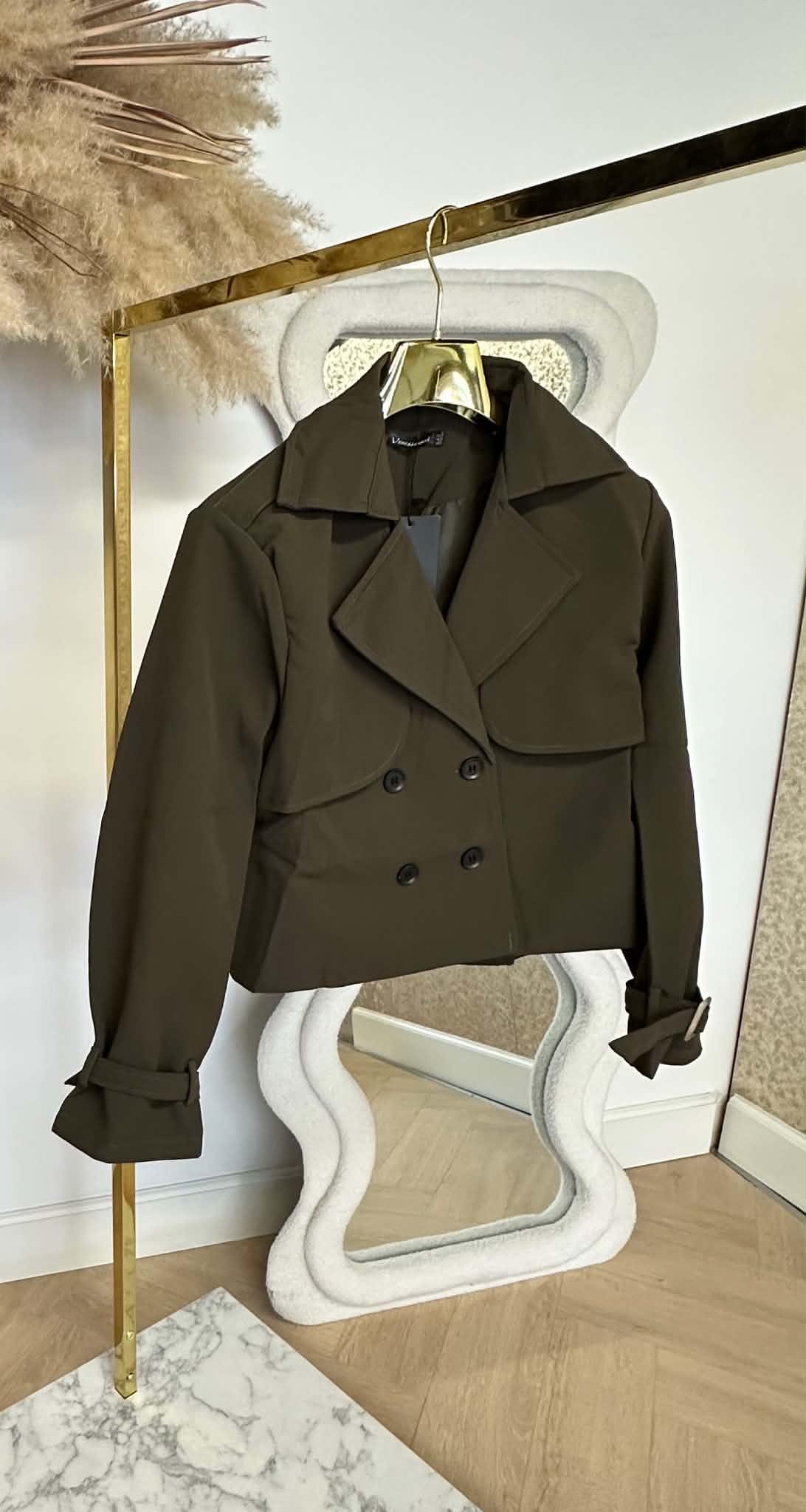 CROPPED TRENCH COAT 6635 ARMYGREEN