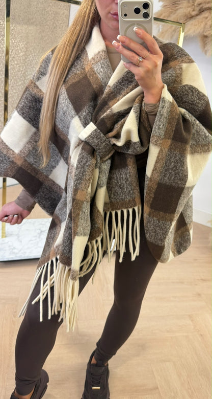 RUIT PONCHO BROWN