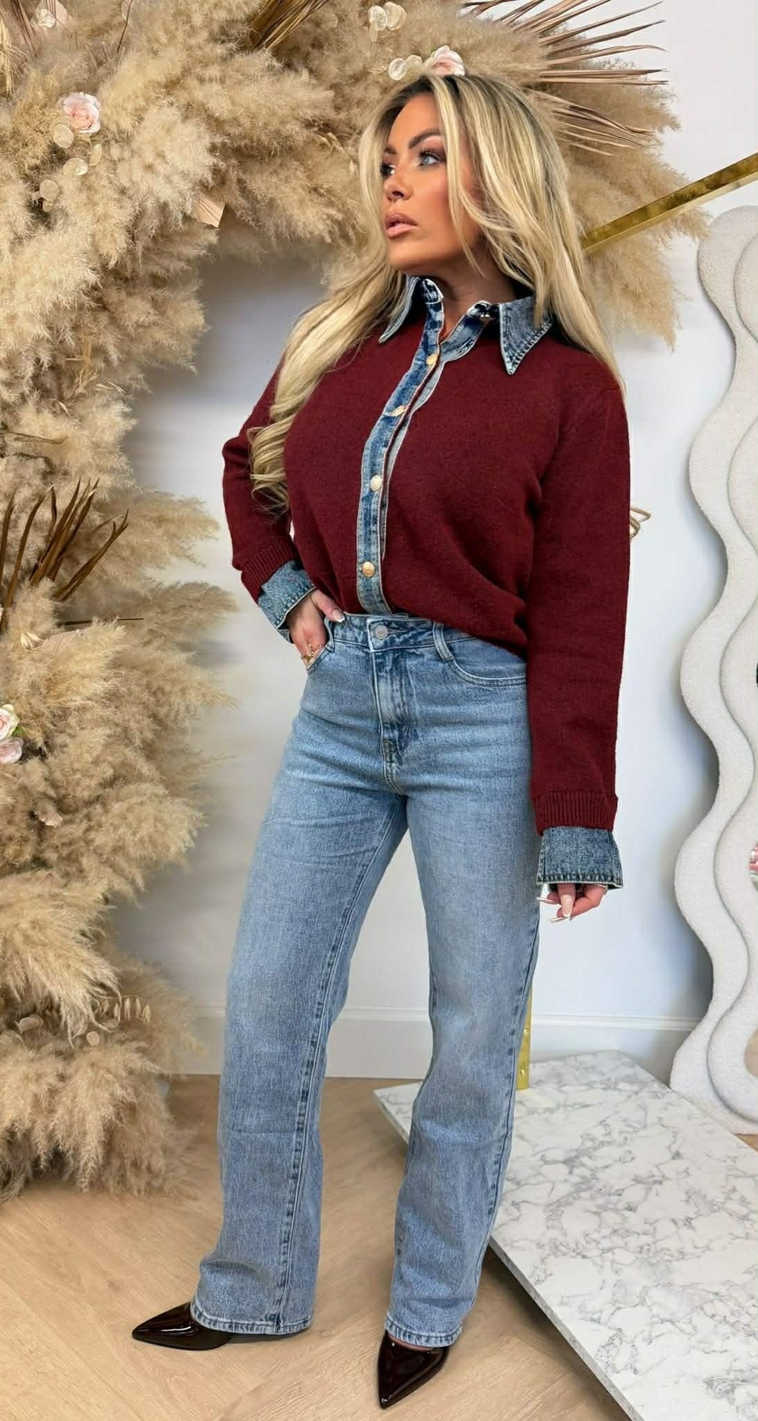 BELLE KRAAG VESTJE 1169 BORDEAUX