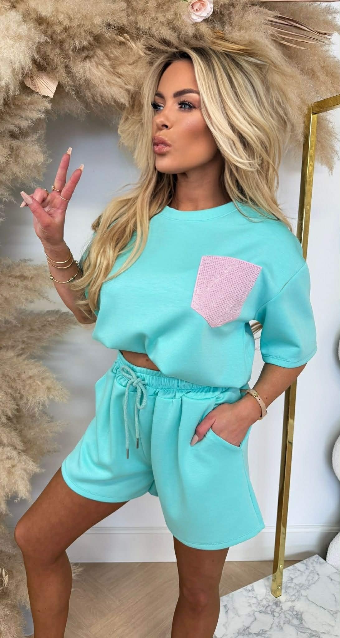 BESTY POCHETTE PAILLETÉE AQUA