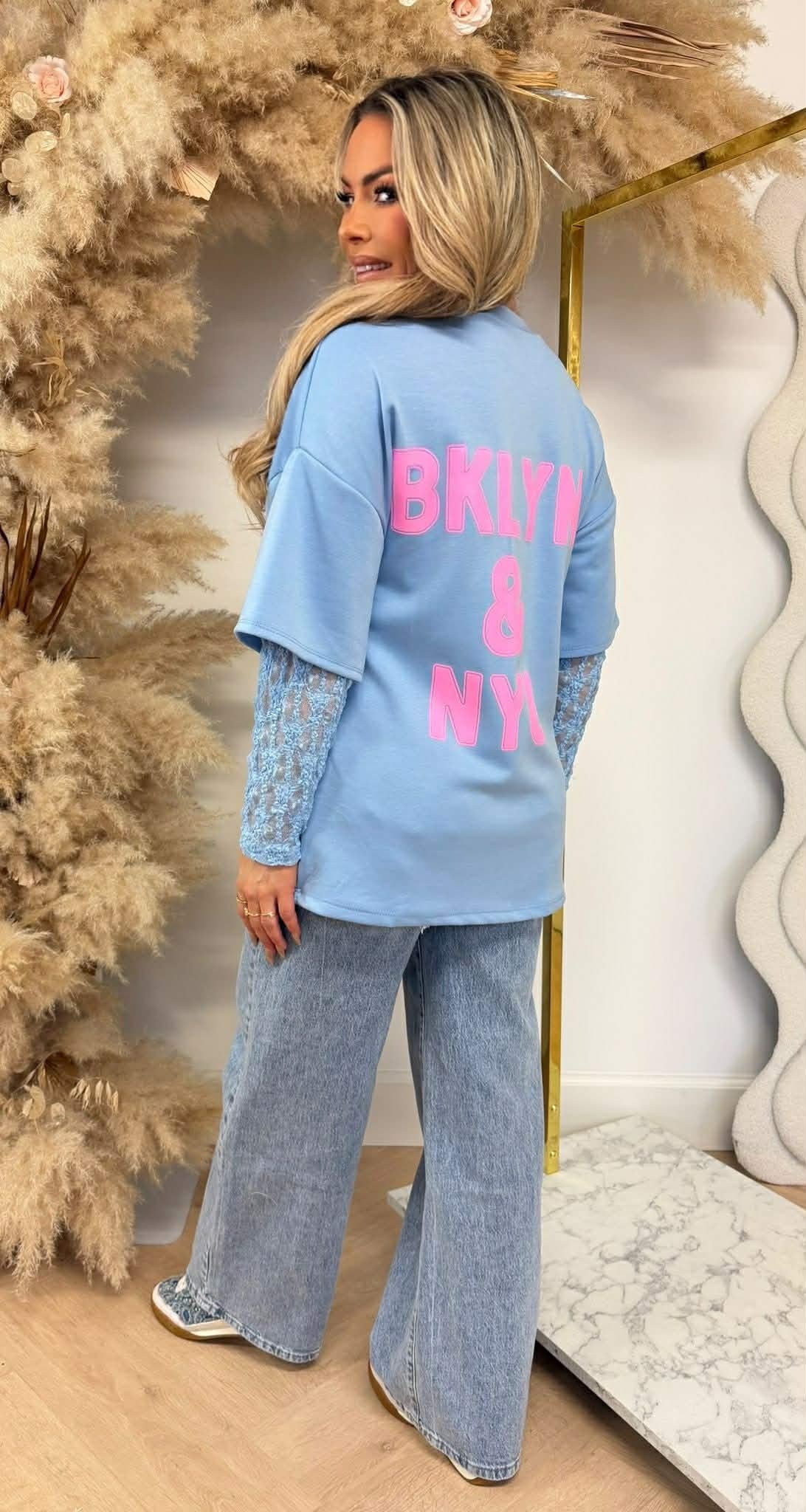 BKLYN &amp; NY LACE TEE BLAU