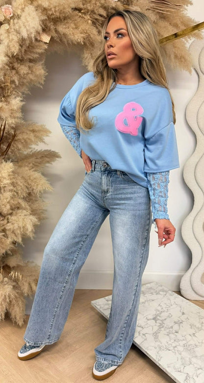 BKLYN &amp; NY LACE TEE BLAU
