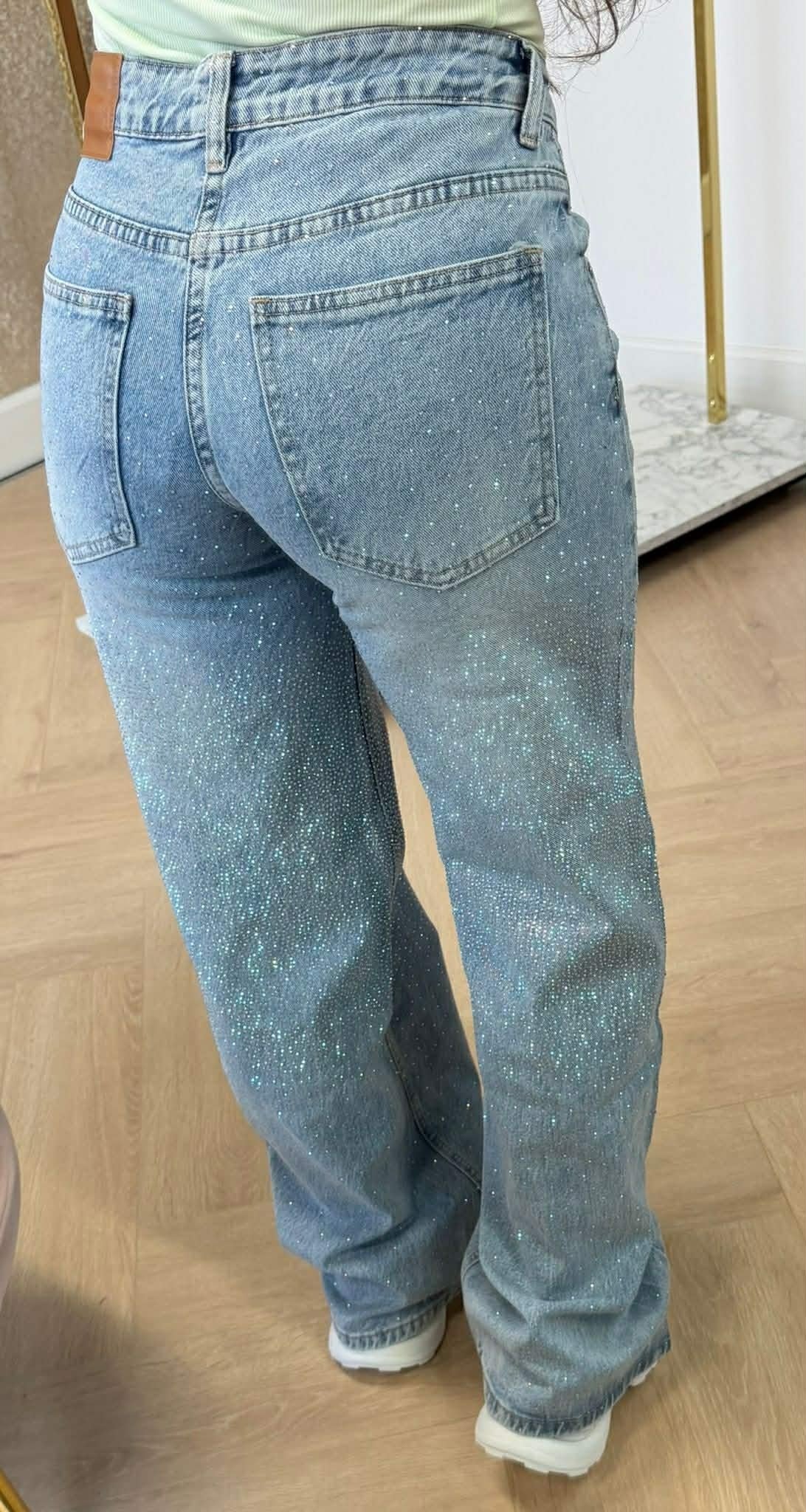 BLITZ GLITTER WIDE LEG JEANS T179 DENIMBLUE