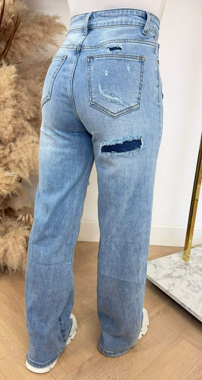 BLAUE WIDE LEG JEANS AB582 DENIMBLAU