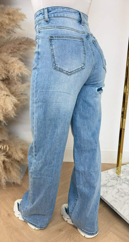 BLAUE WIDE LEG JEANS AB582 DENIMBLAU