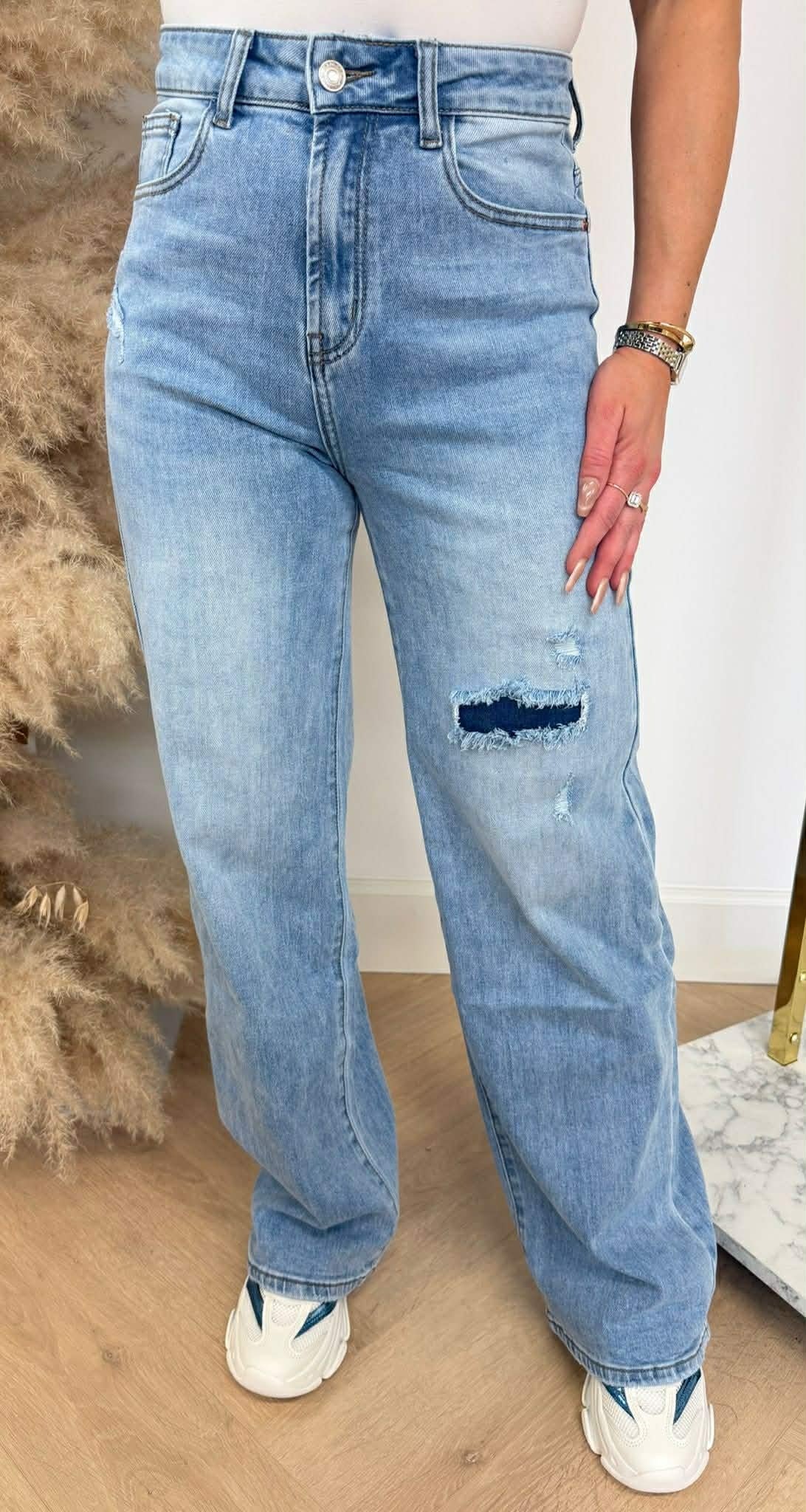 BLAUE WIDE LEG JEANS AB582 DENIMBLAU