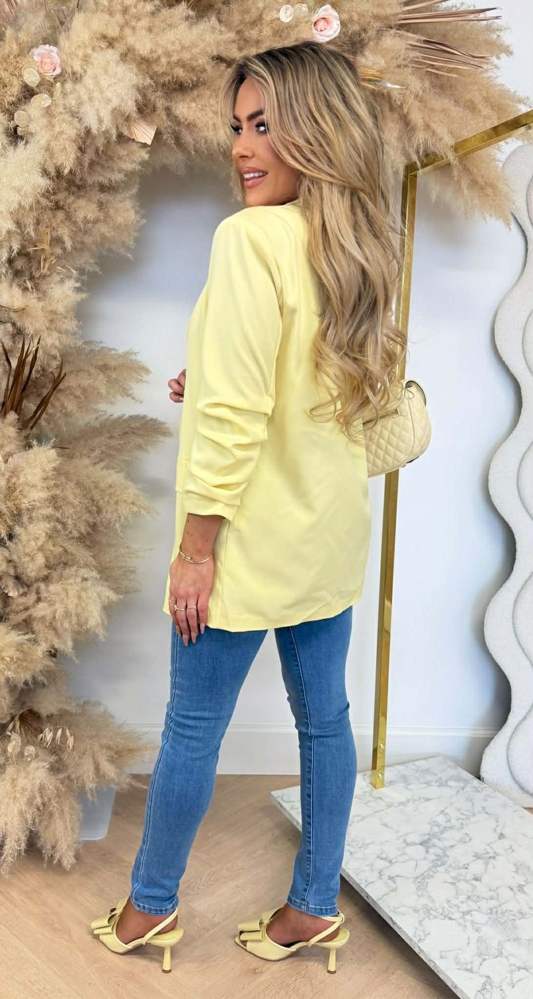 BRIANNA CROPPED ÄRMEL BLAZER GELB