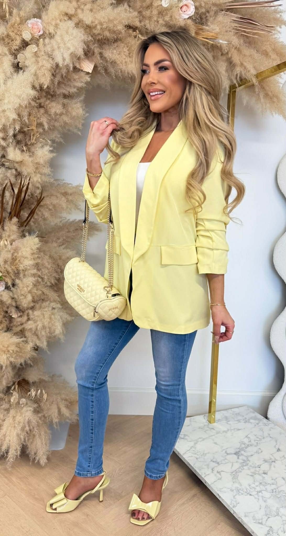 BRIANNA CROPPED ÄRMEL BLAZER GELB