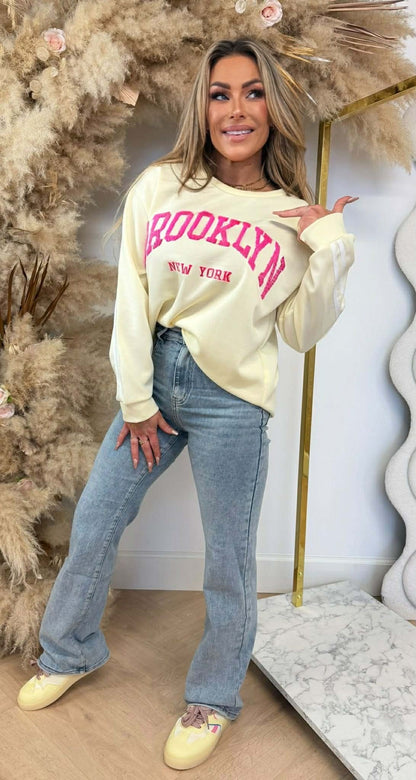 BROOKLYN NY STRIPE SWEAT BUTTERYELLOW