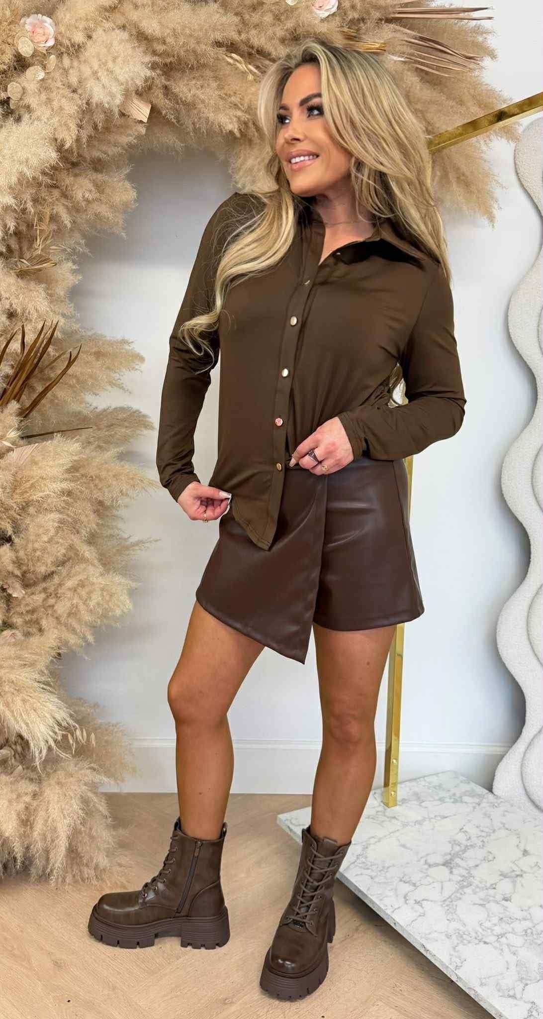 BY SWAN TRAVEL BLOUSE 6658 CHOCO