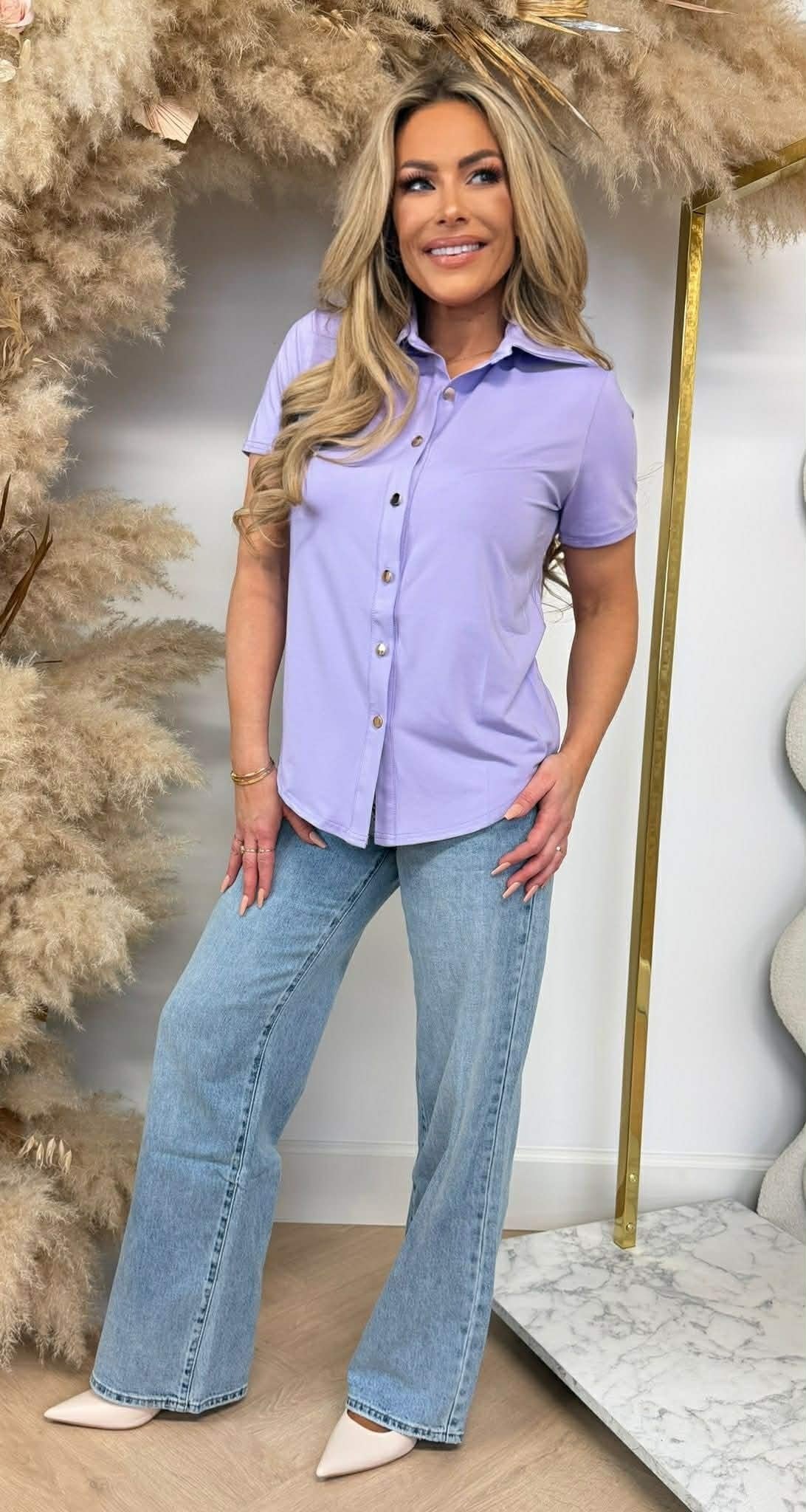 BY SWAN TRAVEL BUTTON BASIC BLUSE 8256 LILA