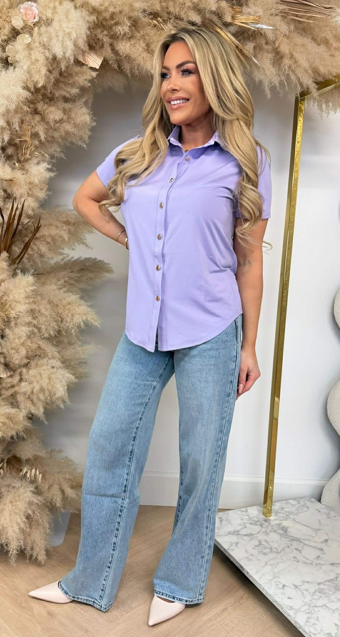 BY SWAN TRAVEL BUTTON BASIC BLUSE 8256 LILA