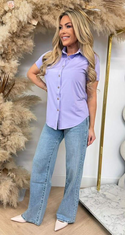 BY SWAN TRAVEL BUTTON BASIC BLUSE 8256 LILA