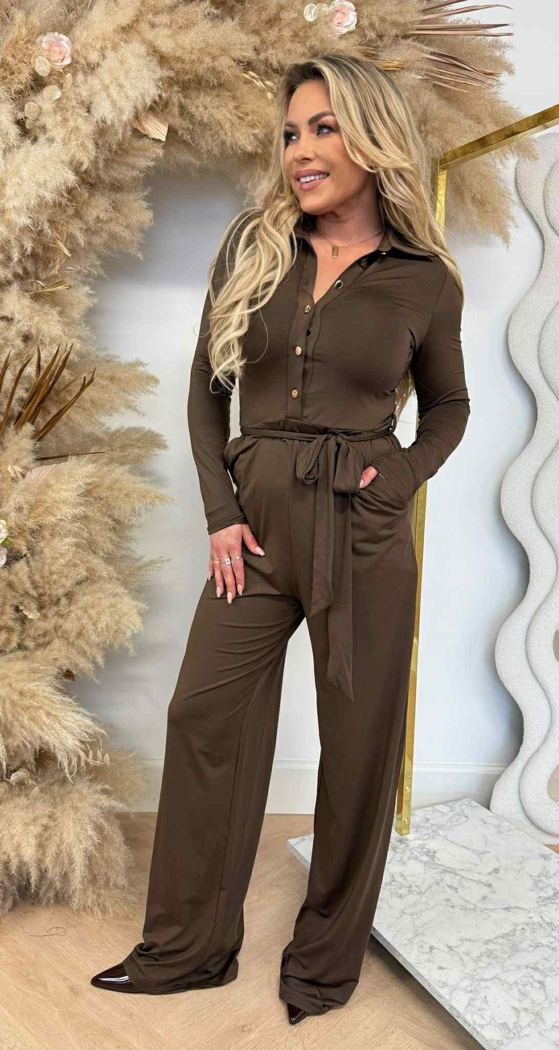 COMBINAISON-PANTALON BOUTONNÉE SWAN TRAVEL 9729 CHOCO