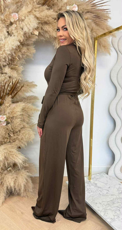 COMBINAISON-PANTALON BOUTONNÉE SWAN TRAVEL 9729 CHOCO