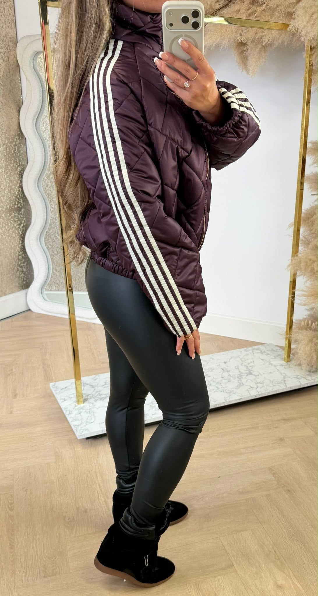 INSPI PUFFER STRIPE JACKET LONGSLEEVE BORDEAUX