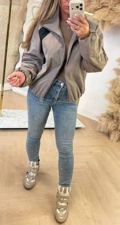 BOMBER STRIPE JACKET OLIVE