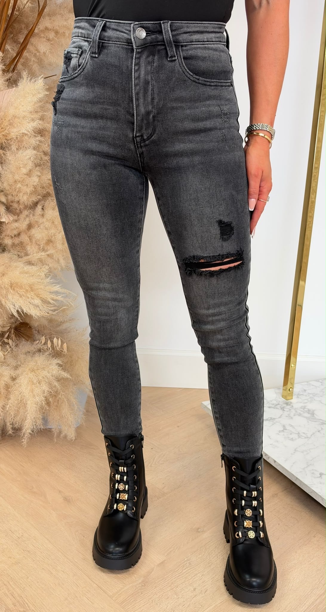 DAMAGED SKINNY JEANS 5377-53 DARKGREY