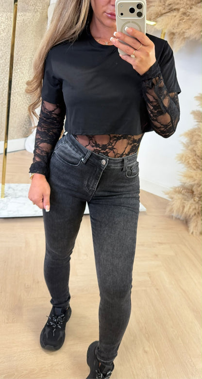 CROPPED LACE BODY 20886 BLACK