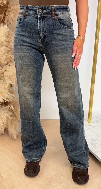 POCKET CHOCO WIDE LEG JEANS 1136 DENIMBLUE