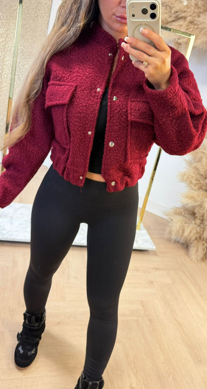 TEDDY BOMBER JACKET BURGUNDY