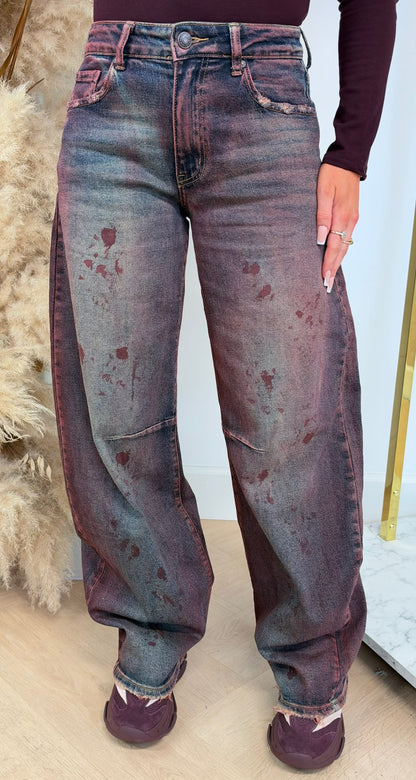 BARREL WASHING JEANS 5027 DENIM/BORDEAUX