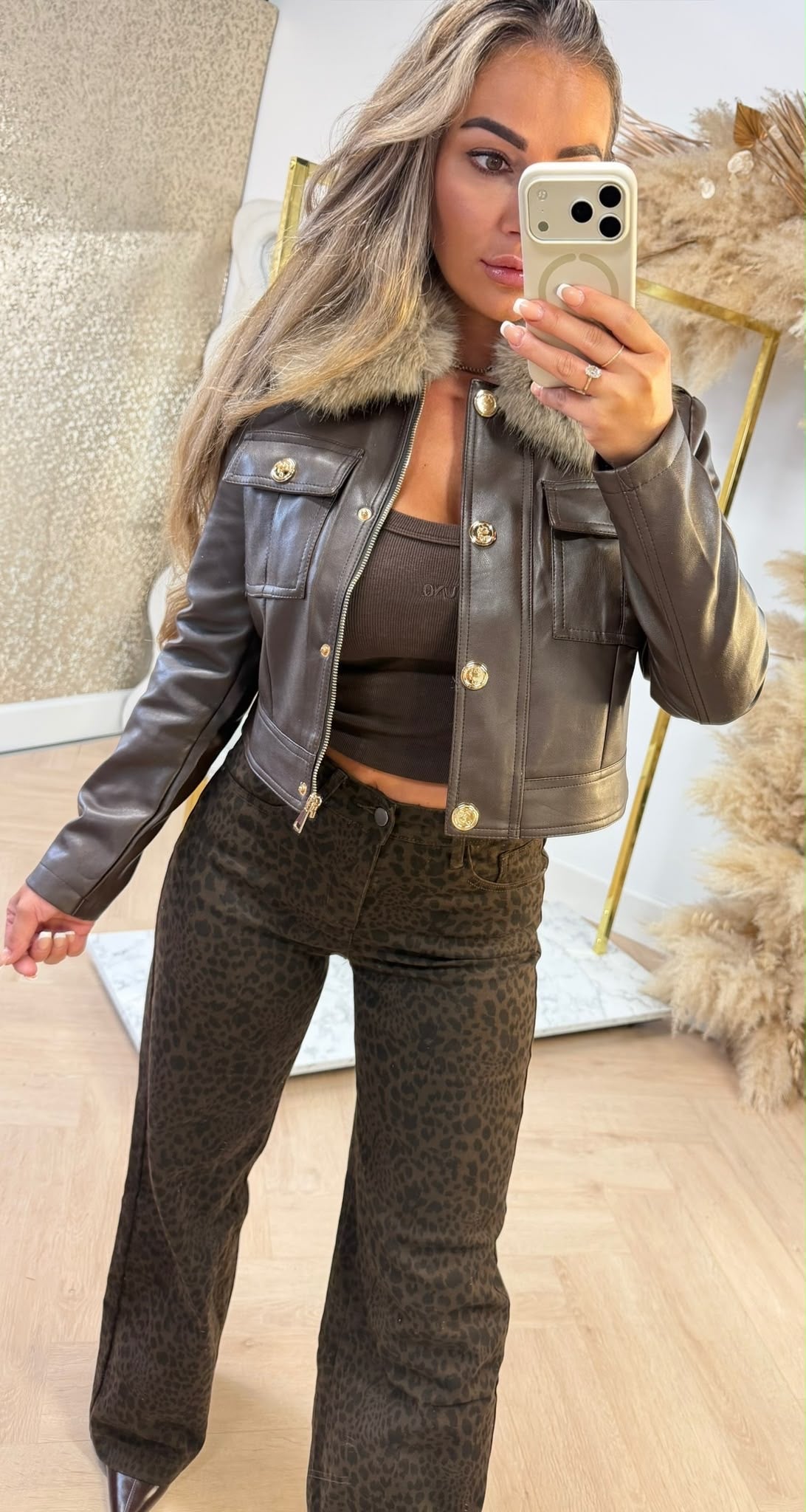 FASHION LEATHER LOOK JACKET 5633 CHOCO