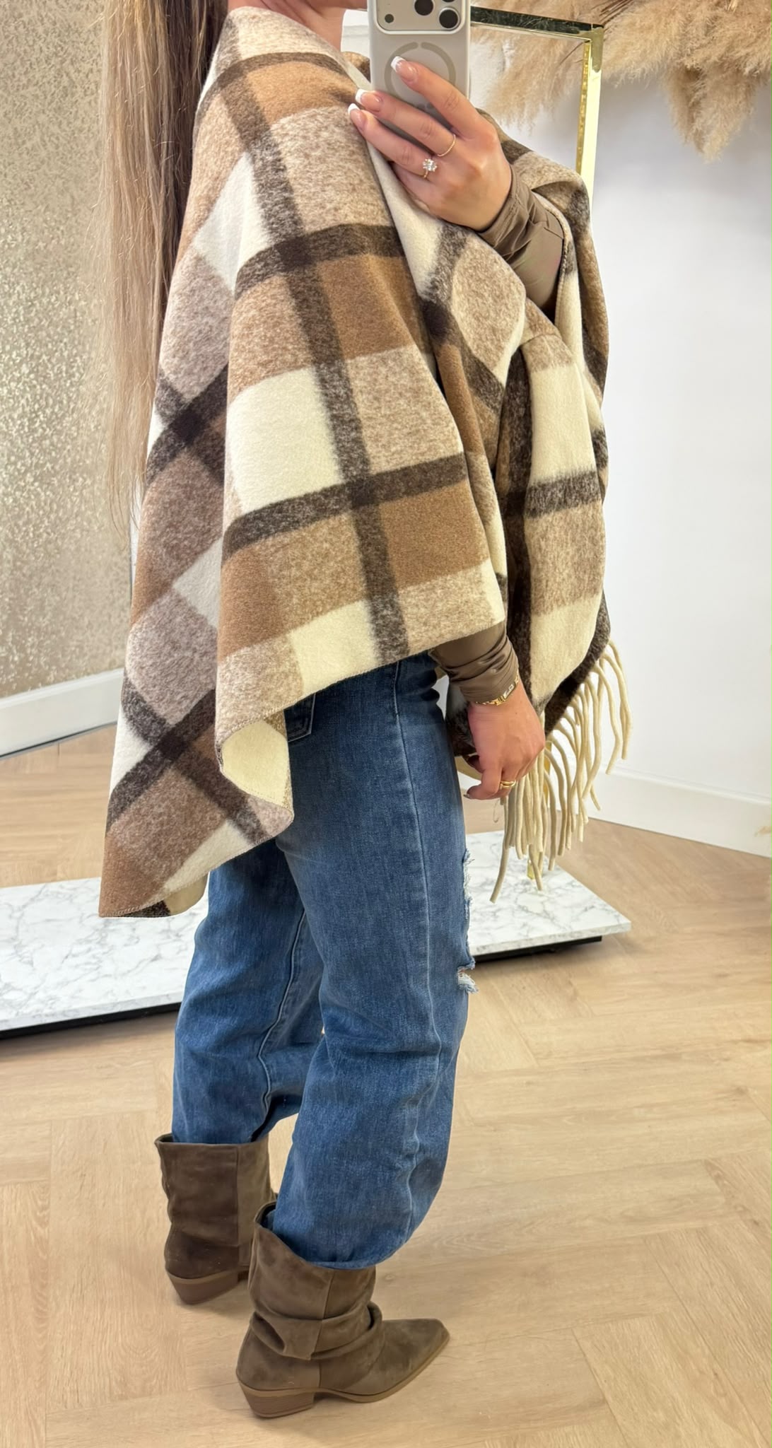 RUIT PONCHO CAMEL