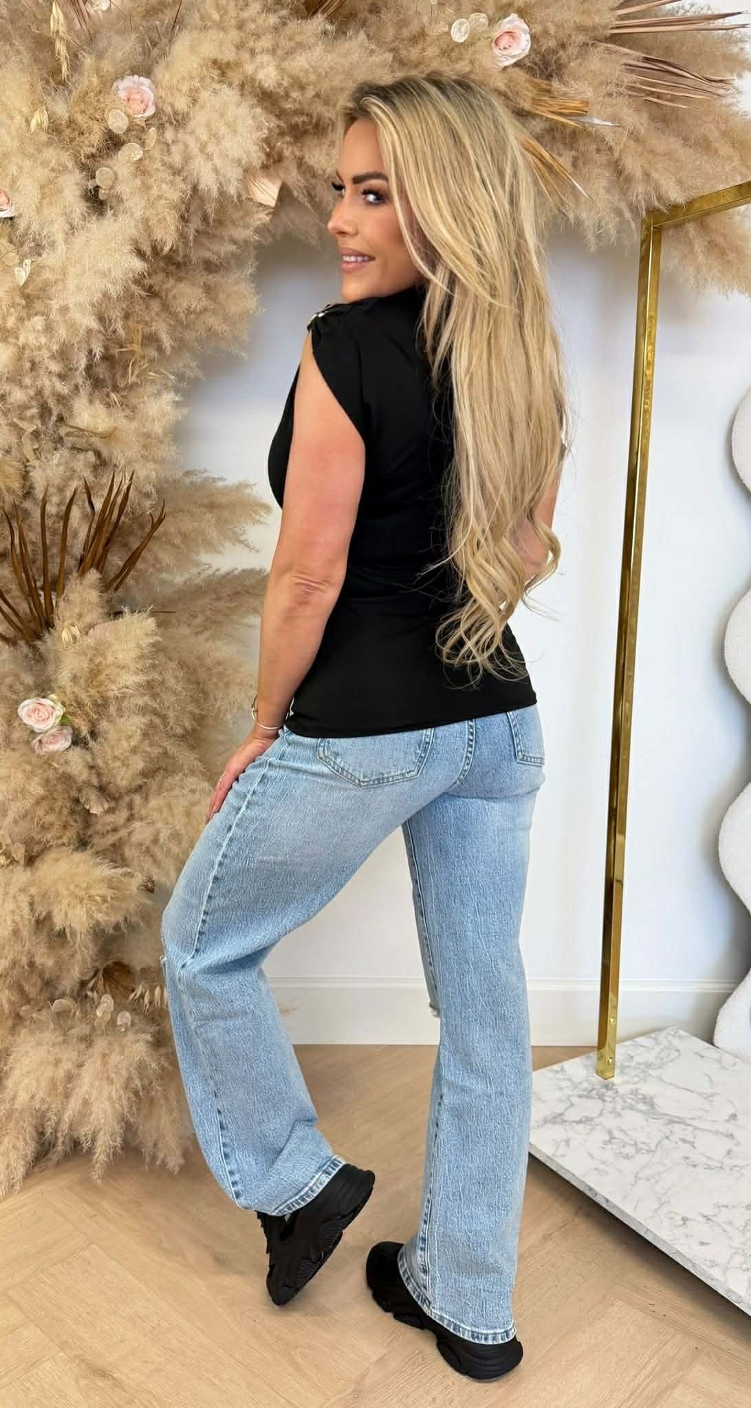 CHRISTY TOP DORÉ NOIR