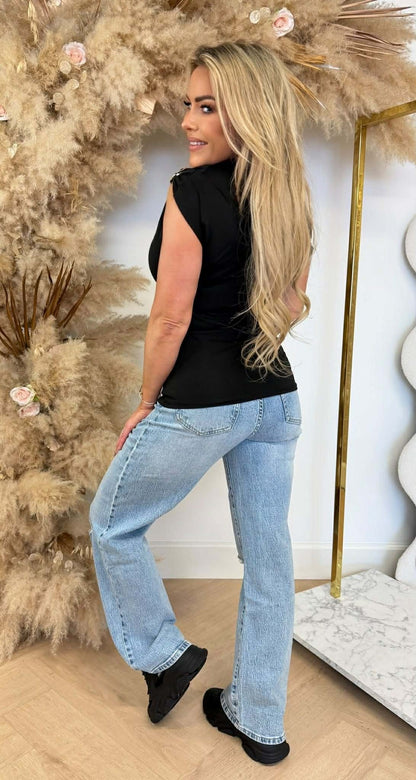 CHRISTY TOP DORÉ NOIR