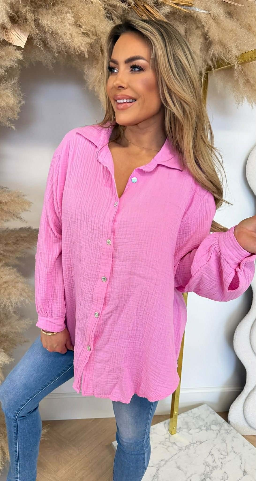 BLOUSE EN COTON ROSE