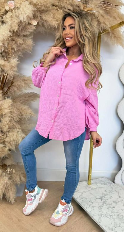 BLOUSE EN COTON ROSE