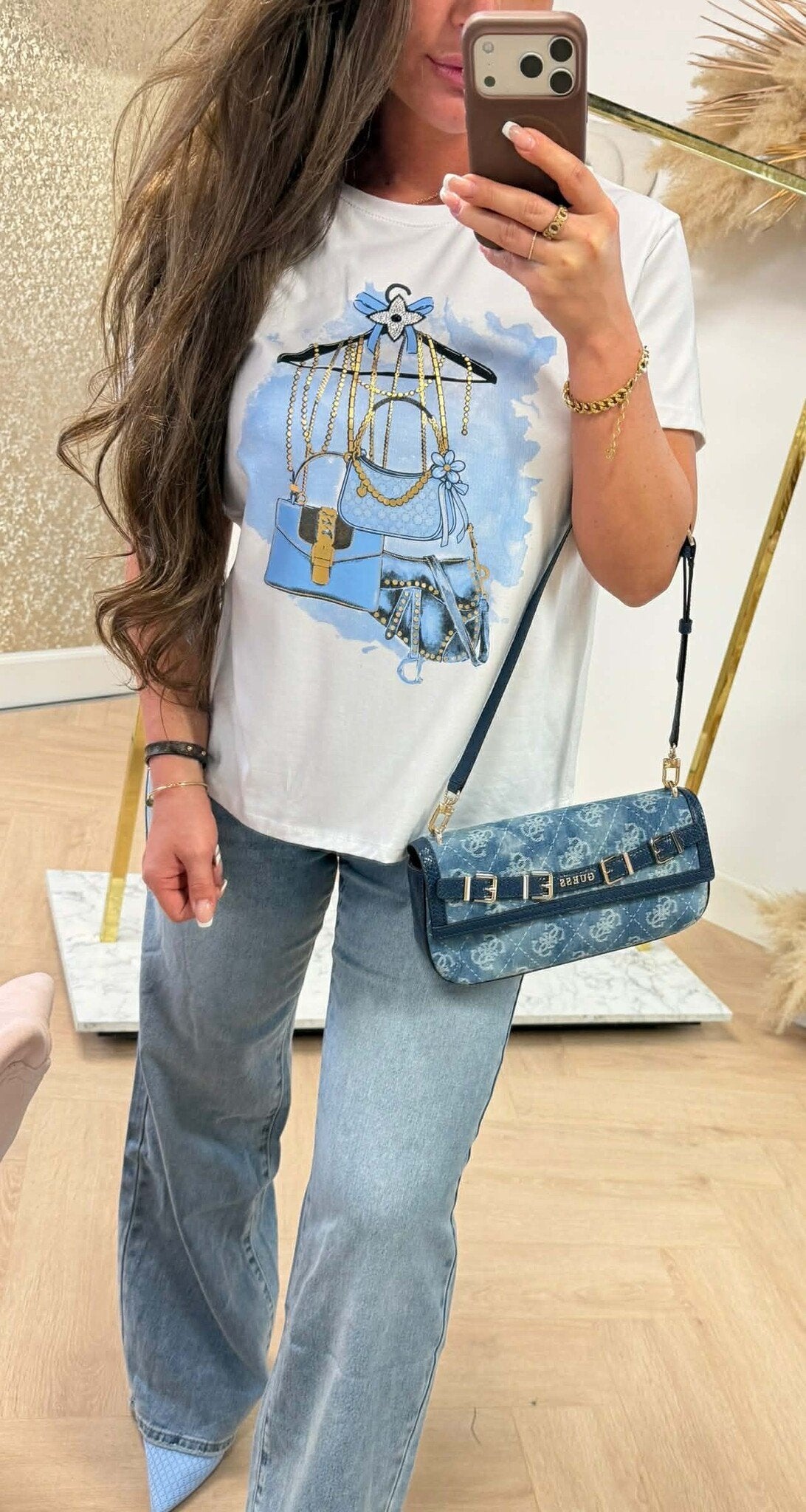 SÜSSER TASCHEN-PRINTY TEE *L* BLAU