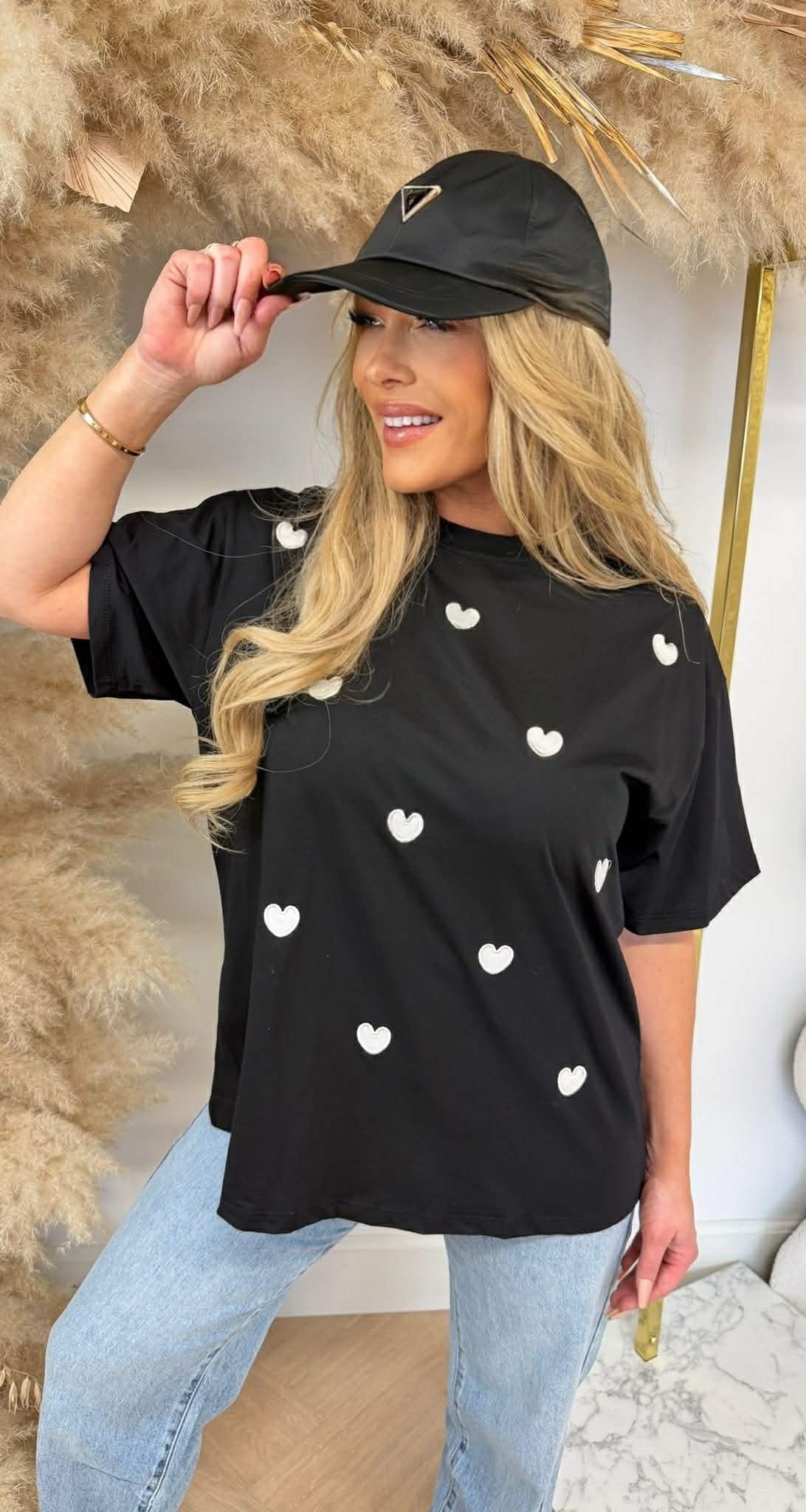 NIEDLICHES HERZCHEN-SHIRT 7455 SCHWARZ