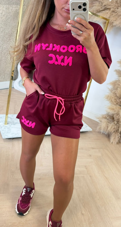BROOKLYN NYC SET BORDEAUX/PINK