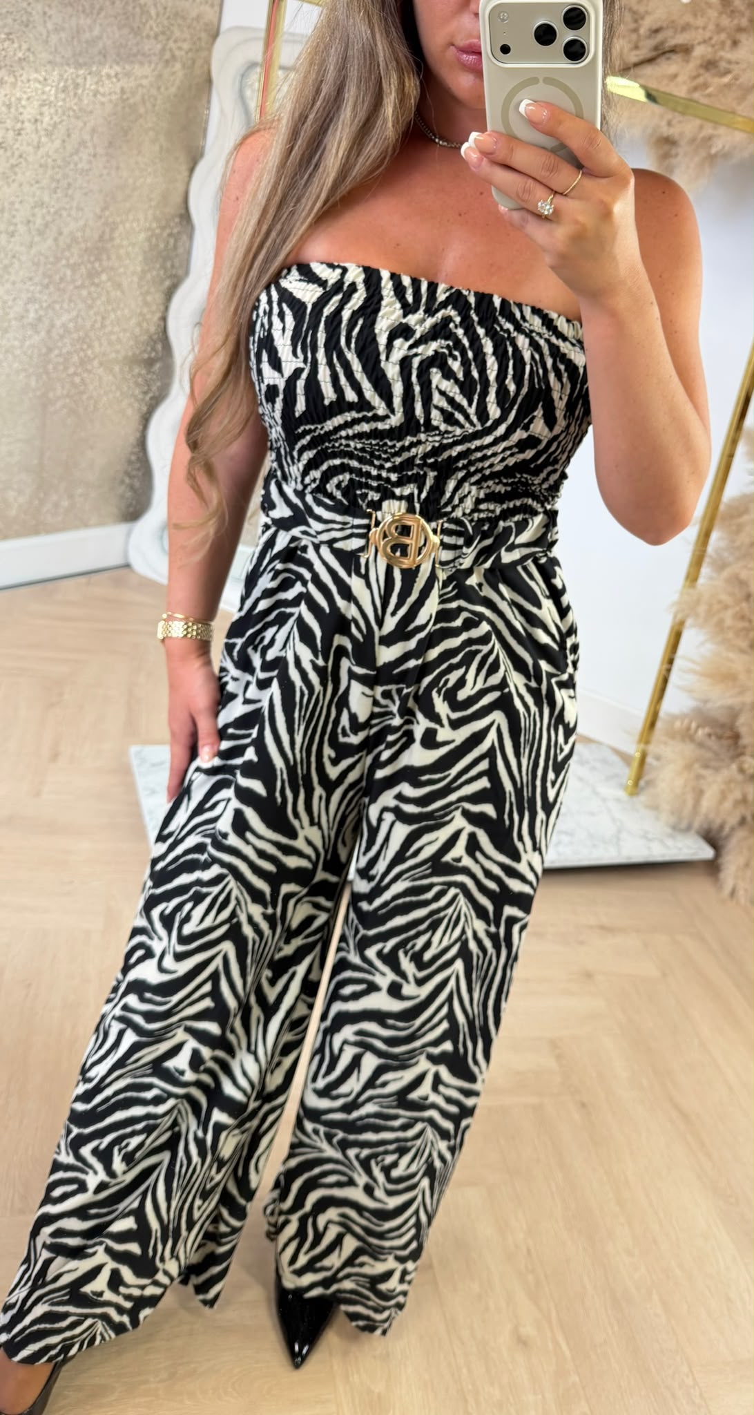 SANDY BELT STRAPLESS JUMPSUIT ZEBRA