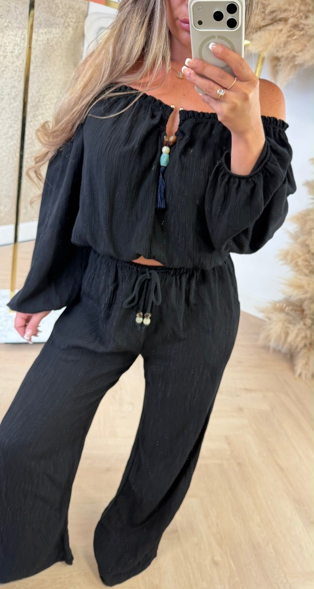 CRISTAL OFFSHOULDER SET BLACK