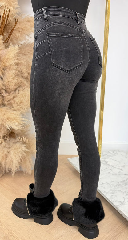 HIGH WAISTED SKINNY JEANS 5336-2 DARKGREY