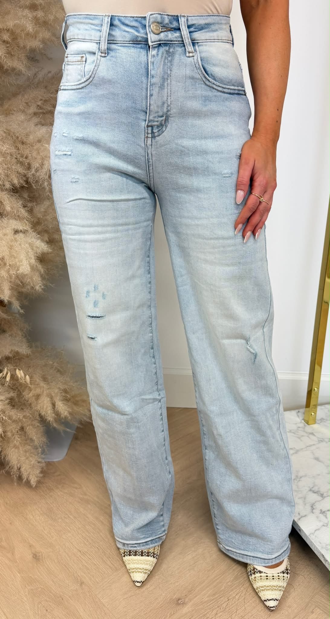 WIDE LEG DAMAGDE JEANS 8649-2 LIGHTDENIM
