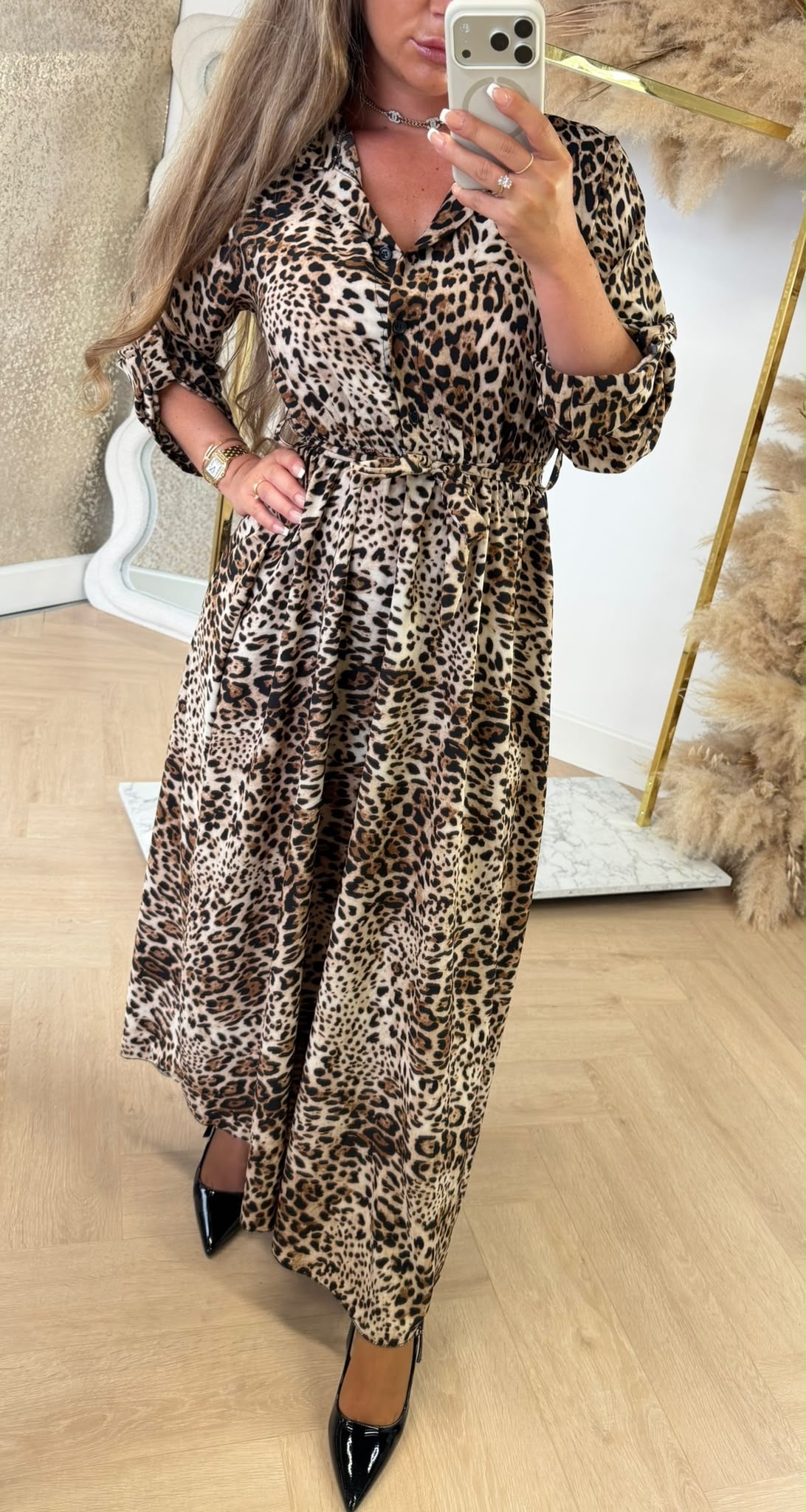 LUKA KRAAG BELT DRESS LEOPARD