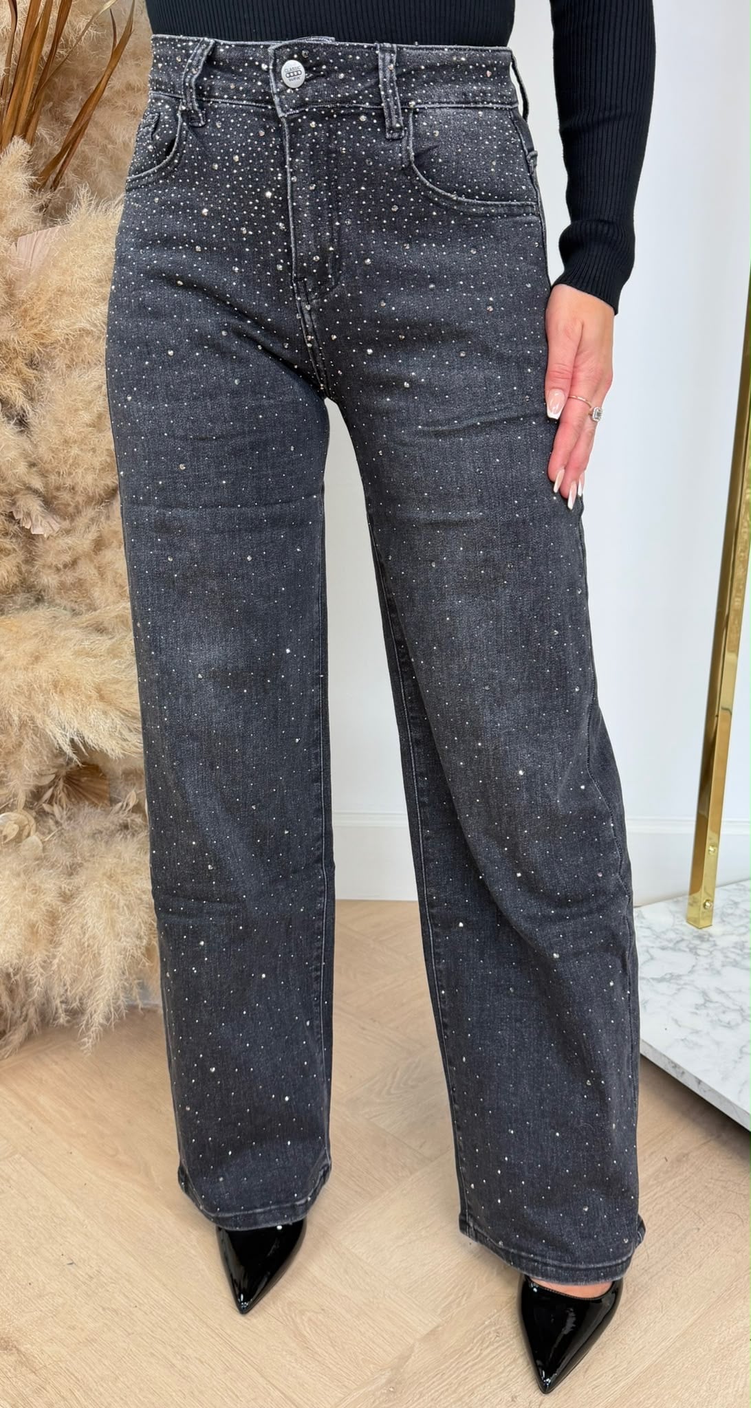 SPARKLE WIDE LEG JEANS 8699-3 DARKGREY