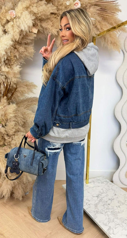 DENIM ZIP HOODIE 8299 GREY