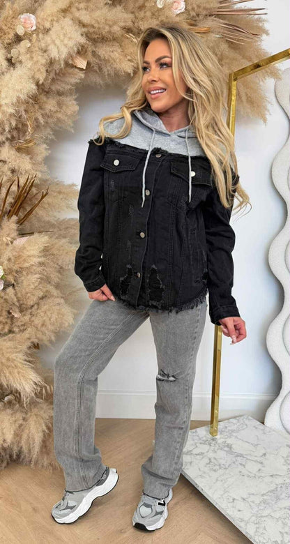 VESTE HOODIE/DENIM VJ610 BLACK