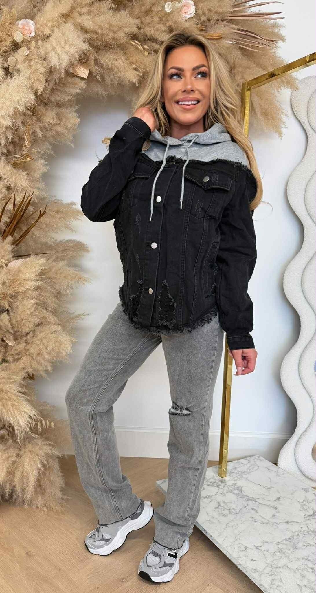 VESTE HOODIE/DENIM VJ610 BLACK