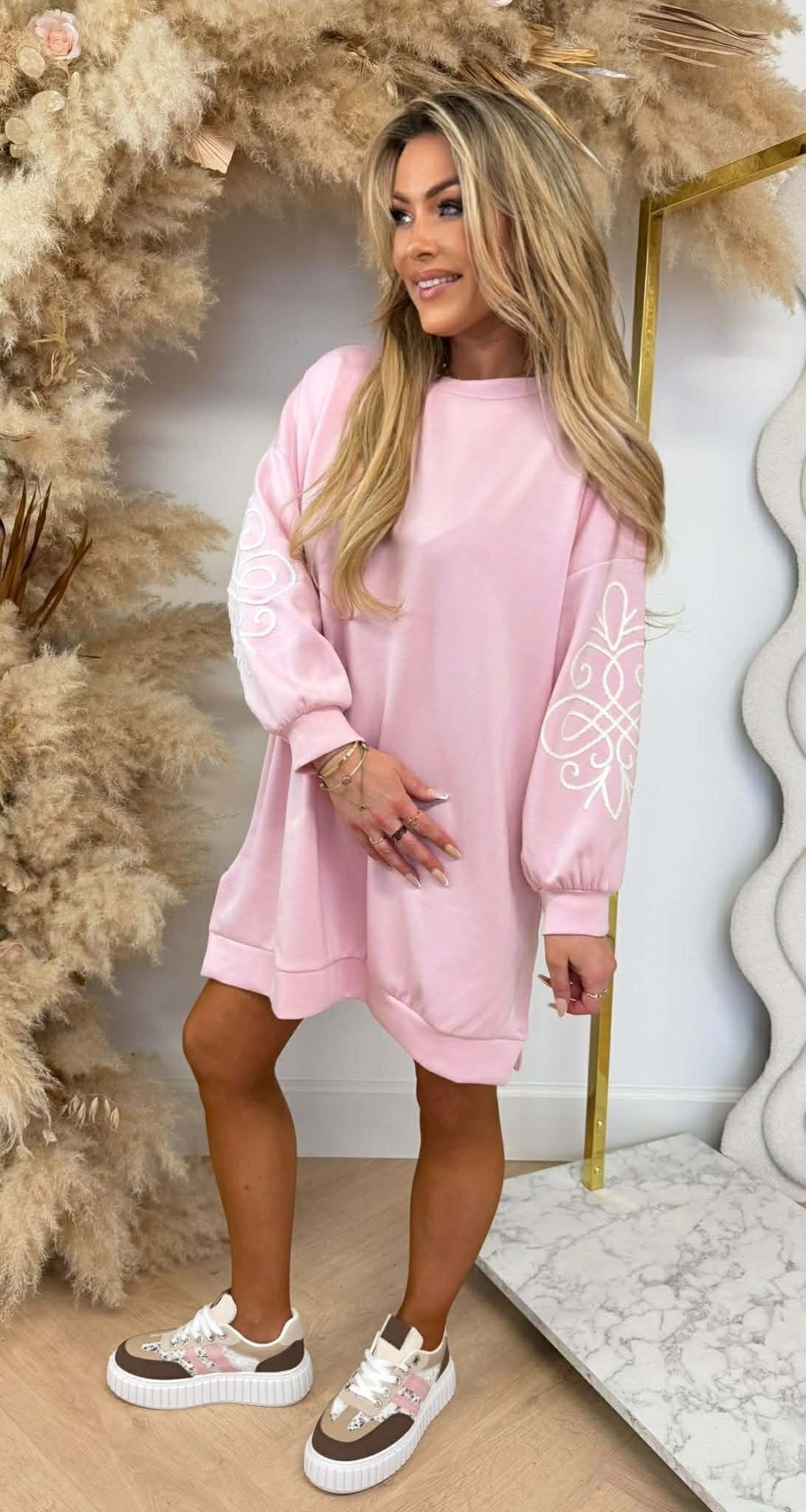 DESIGN LOVE LONG SWEAT PINK