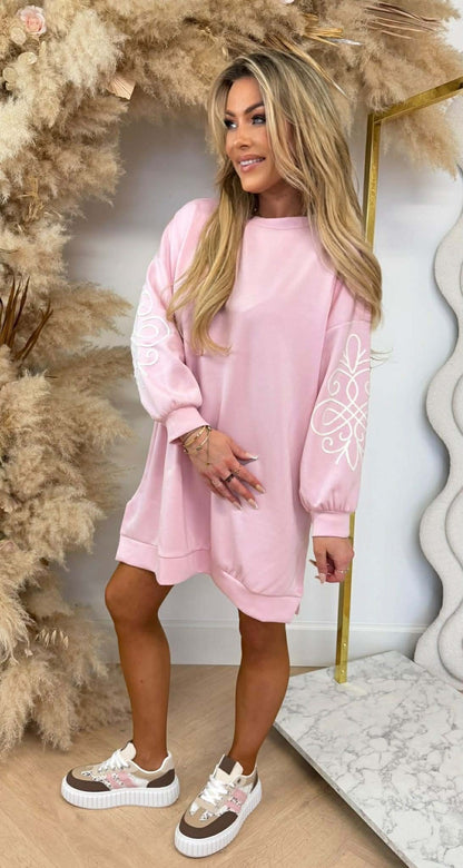 DESIGN LOVE LONG SWEAT PINK