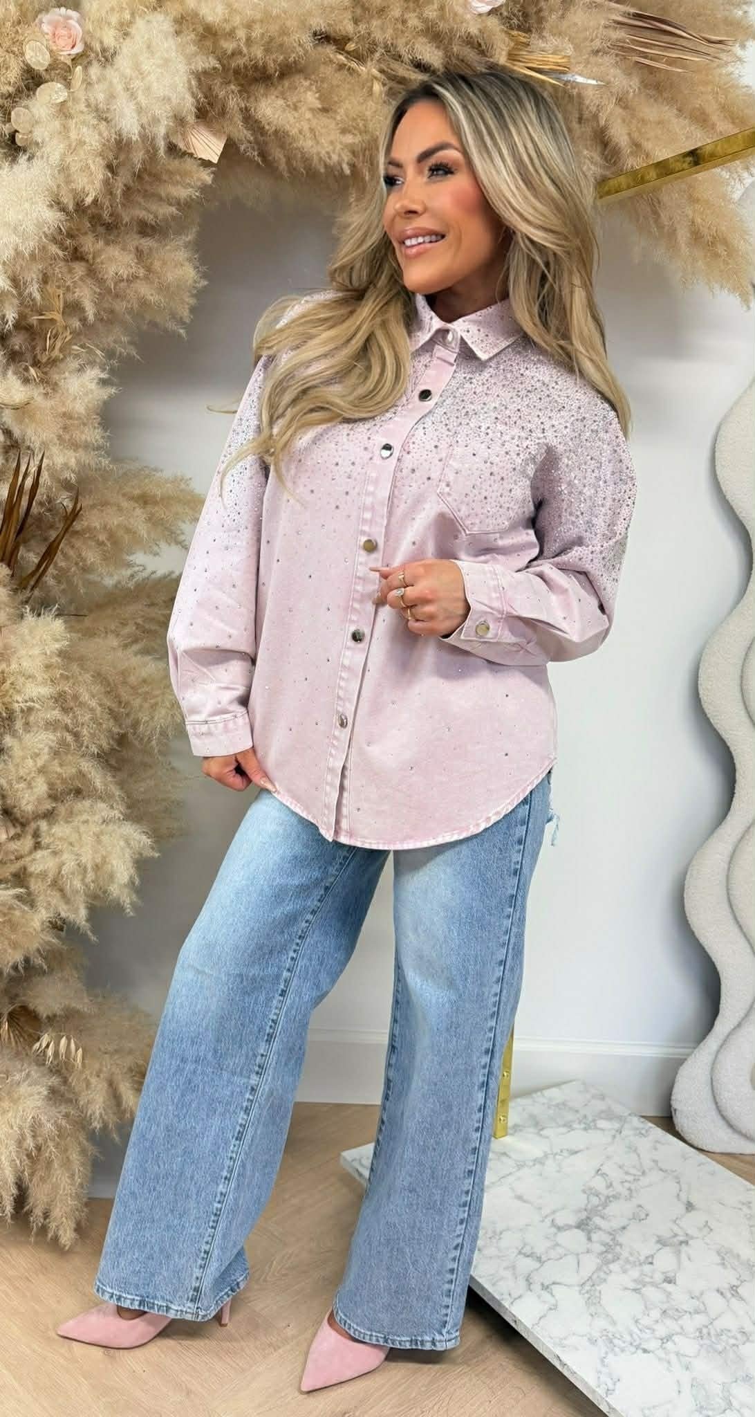DIAMOND DENIM BLOUSE 3909 LIGHTPINK